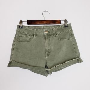 AE Stretch Olive Hi-Rise Shortie Shorts 6